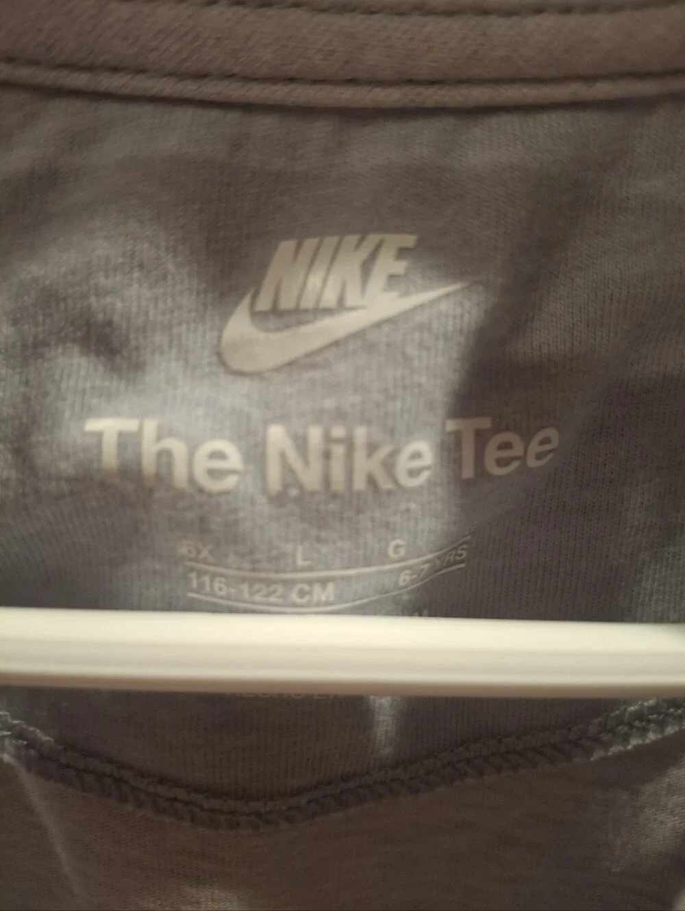 Nike Kids Short Sleeve Tee in Light Gray with Neon Lime Logo